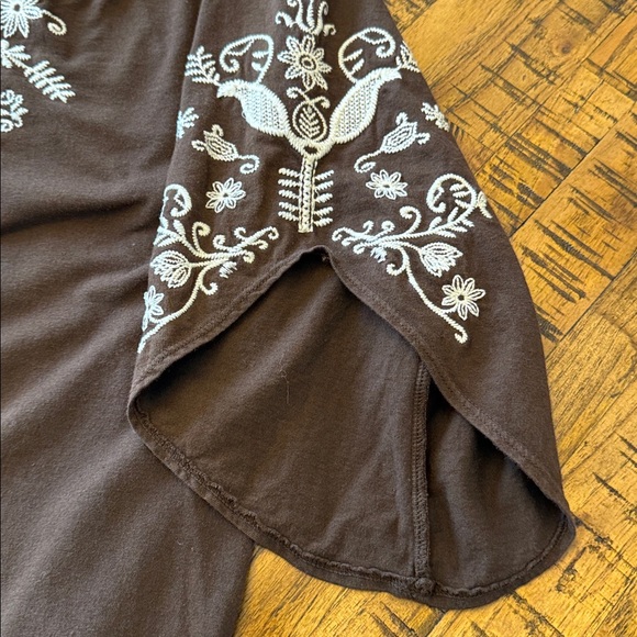 Johnny Was Brown Tunic with White Embroidery Women's XS - Picture 9 of 15